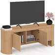 ID MARKET - Meuble TV 140 cm DIVIA 3 portes façon hêtre design arrondi - vignette