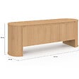 ID MARKET - Meuble TV 140 cm DIVIA 3 portes façon hêtre design arrondi - vignette