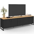 ID MARKET - Meuble TV 180 cm WASHINGTON 4 portes et 2 tiroirs bois et noir - vignette