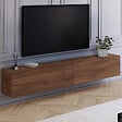 ID MARKET - Meuble TV 180 cm suspendu ELIO 2 portes bois effet noyer - vignette