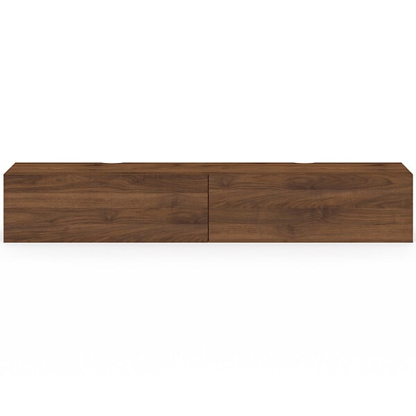ID MARKET - Meuble TV 180 cm suspendu ELIO 2 portes bois effet noyer - large