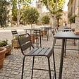 OVIALA - Ensemble table de bar et 2 chaises hautes en métal gris - Palavas - vignette