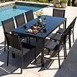 OVIALA - Ensemble table de jardin et 8 chaises avec plateau verre noir - Ajaccio - vignette