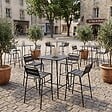OVIALA - Ensemble table de bar et 4 chaises hautes en métal anthracite - Palavas - vignette