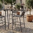 OVIALA - Ensemble table de bar et 4 chaises hautes en métal anthracite - Palavas - vignette