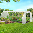 ID MARKET - Serre de jardin tunnel 24m² 8 x 3 x 2 m acier galvanisé + bâche anti-UV avec porte et fenêtres DES ANDES blanche toutes saisons - vignette