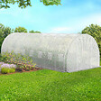 ID MARKET - Serre de jardin tunnel 24m² 8 x 3 x 2 m acier galvanisé + bâche anti-UV avec porte et fenêtres DES ANDES blanche toutes saisons - vignette