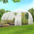 ID MARKET - Serre de jardin tunnel 12m² 4 x 3 x 2 m acier galvanisé + bâche anti-UV avec porte et fenêtres ZEBRA blanches toutes saisons - vignette
