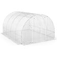ID MARKET - Serre de jardin tunnel 12m² 4 x 3 x 2 m acier galvanisé + bâche anti-UV avec porte et fenêtres ZEBRA blanches toutes saisons - vignette