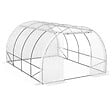 ID MARKET - Serre de jardin tunnel 12m² 4 x 3 x 2 m acier galvanisé + bâche anti-UV avec porte et fenêtres ZEBRA blanches toutes saisons - vignette