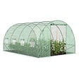 ID MARKET - Serre de jardin tunnel 12m² 4 x 3 x 2 m acier galvanisé + bâche anti-UV avec porte et fenêtres ZEBRA verte - vignette