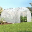 ID MARKET - Serre de jardin tunnel 12m² 4 x 3 x 2 m acier galvanisé + bâche anti-UV avec porte et fenêtres ZEBRA blanche - vignette