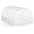 ID MARKET - Serre de jardin tunnel 12m² 4 x 3 x 2 m acier galvanisé + bâche anti-UV avec porte et fenêtres ZEBRA blanche - vignette