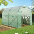 ID MARKET - Serre de jardin tunnel 6m² 3 x 2 x 2 m acier galvanisé + bâche anti-UV avec porte et fenêtres ROMA verte - vignette