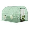 ID MARKET - Serre de jardin tunnel 6m² 3 x 2 x 2 m acier galvanisé + bâche anti-UV avec porte et fenêtres ROMA verte - vignette
