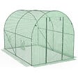 ID MARKET - Serre de jardin tunnel 6m² 3 x 2 x 2 m acier galvanisé + bâche anti-UV avec porte et fenêtres ROMA verte - vignette