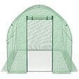 ID MARKET - Serre de jardin tunnel 6m² 3 x 2 x 2 m acier galvanisé + bâche anti-UV avec porte et fenêtres ROMA verte - vignette