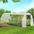 ID MARKET - Serre de jardin tunnel 18m² 6 x 3 x 2 m acier galvanisé + bâche anti-UV avec porte et fenêtres CRIMÉE blanche toutes saisons - vignette
