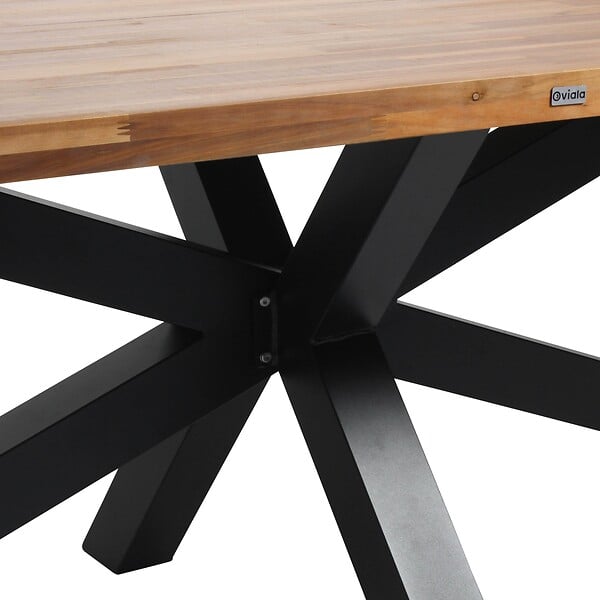 OVIALA - Table de jardin en aluminium et bois d'acacia 8 places 200x95 cm - Stella - large