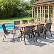 OVIALA - Table de jardin en aluminium et bois d'acacia 8 places 200x95 cm - Stella - vignette