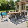 OVIALA - Table de jardin en aluminium et bois d'acacia 8 places 240x95 cm - Stella - vignette