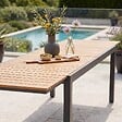 OVIALA - Table extensible en aluminium et bois synthétique marron 10  places - Nimes - vignette