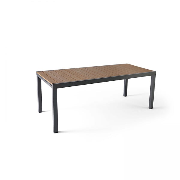 OVIALA - Table extensible en aluminium et bois synthétique marron 10  places - Nimes - large