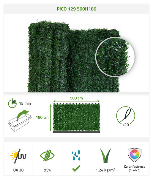 CASANOOV - Casanoov Haie Artificielle 5 m PICO H.180  cm 129 brins - large