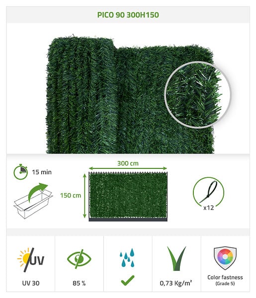 CASANOOV - Casanoov Haie Artificielle 3 m PICO H.150  cm 90 brins - large