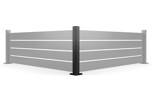 CASANOOV - Casanoov Clôture acier noir semi-ajourée avec poteau d'angle VELINO 6 m H.80 cm - large