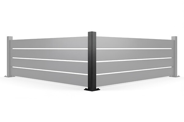 CASANOOV - Casanoov Clôture acier noir semi-ajourée avec poteau d'angle VELINO 8m H.80 cm - large