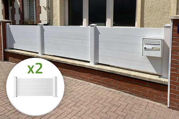 CASANOOV - Casanoov Lot de 2 kits de clôture aluminium NIESEN H.90   cm blanc - kits complet 3.8m - large