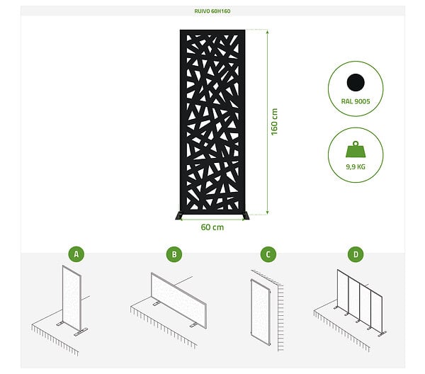 CASANOOV - Casanoov Panneau décoratif RUIVO noir H.160  cm motifs intégral - large