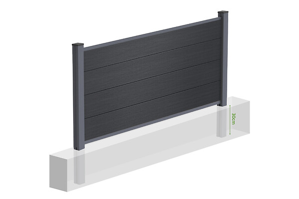 CASANOOV - Casanoov Clôture composite Stockhorn 2 m x 90  cm, à installer dans le sol, gris - large