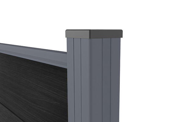 CASANOOV - Kit extension Clôture bois composite 2m STOCKHORN H.90 cm à sceller gris - large