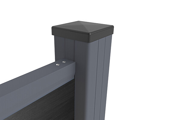 CASANOOV - Kit extension Clôture bois composite 2m STOCKHORN H.90 cm à sceller gris - large