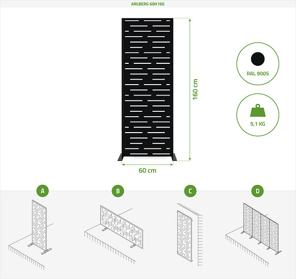 CASANOOV - Casanoov Panneau décoratif ARLBERG noir H.160  cm motifs intégral - large