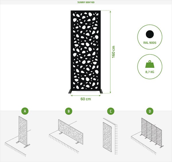 CASANOOV - Casanoov Panneau décoratif SUNNY noir H.160  cm motifs intégral - large