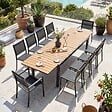 OVIALA - Salon de jardin 10 places, 8 chaises et 2 fauteuils en aluminium - Nimes - vignette