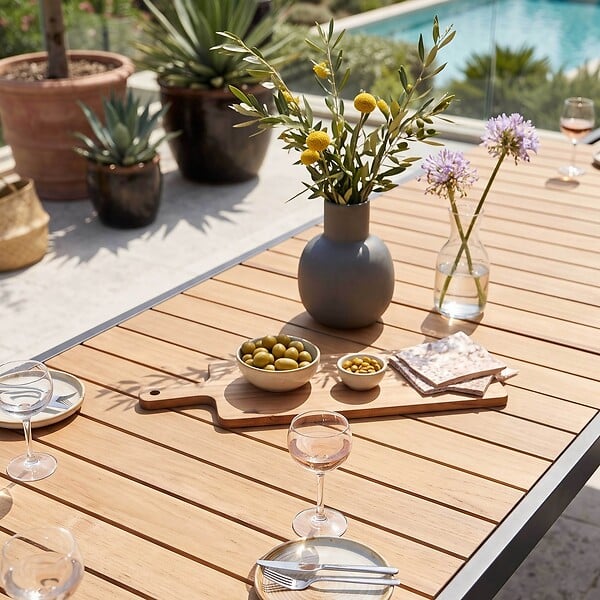 OVIALA - Salon de jardin 10 places, 8 chaises et 2 fauteuils en aluminium - Nimes - large