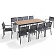 OVIALA - Salon de jardin 10 places, 8 chaises et 2 fauteuils en aluminium - Nimes - vignette
