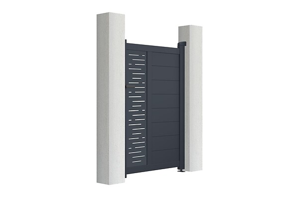 CASANOOV - Casanoov Portillon 1m ARLBERG H.140 cm aluminium gris + 2 poteaux ELDA aluminium gris - large