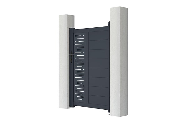 CASANOOV - Casanoov Portillon 1m ARLBERG H.140 cm aluminium gris + 2 poteaux ELDA aluminium gris - large