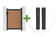 CASANOOV - Casanoov Portillon bois composite 1m ATHOS H.140 cm teck avec cadre aluminium + 2 poteaux EIFEL aluminium 20x20 cm - vignette