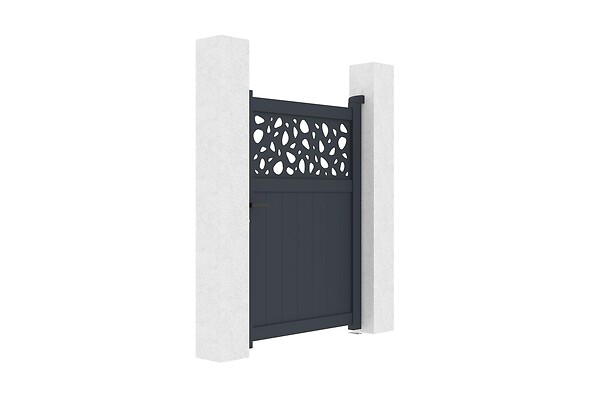 CASANOOV - Casanoov Portillon 1m DOLOMITE SUNNY H.140  cm aluminium gris + Poteau EIFEL 15x15  cm aluminium H.166  cm gris anthracite - large