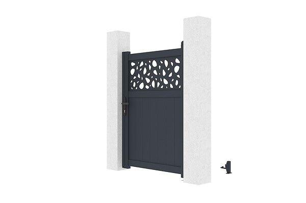 CASANOOV - Casanoov Portillon 1m DOLOMITE SUNNY H.140  cm aluminium gris + Poteau EIFEL 15x15  cm aluminium H.166  cm gris anthracite - large