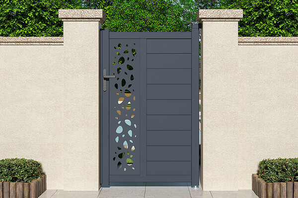 CASANOOV - Casanoov Portillon 1m SUNNY H.160  cm + 2 Poteaux H.190  cm aluminium gris - large