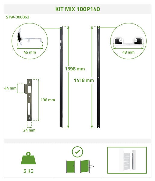 CASANOOV - Casanoov Portillon 1m FOLYA H.140  cm + Kit inversion ouverture - large