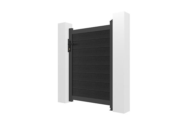 CASANOOV - Casanoov Portillon bois composite plein 1m ATHOS H.140 cm gris anthracite avec cadre aluminium - large
