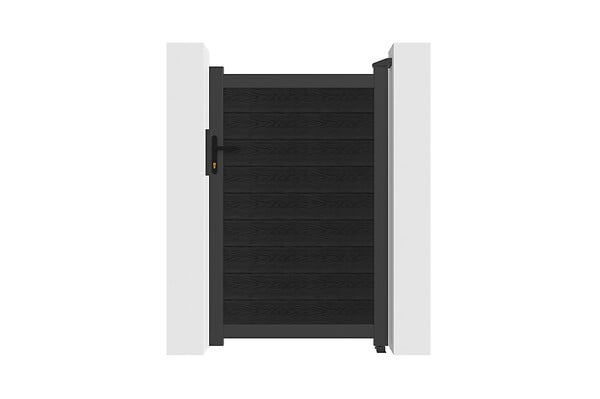 CASANOOV - Casanoov Portillon bois composite 1m ATHOS H.160 cm gris anthracite avec cadre aluminium + 2 poteaux EIFEL aluminium 20x20 cm - large
